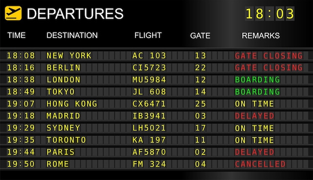 Departure Board in an Airport