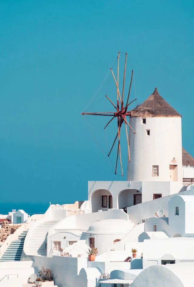 Famous white windmill in Mykonos