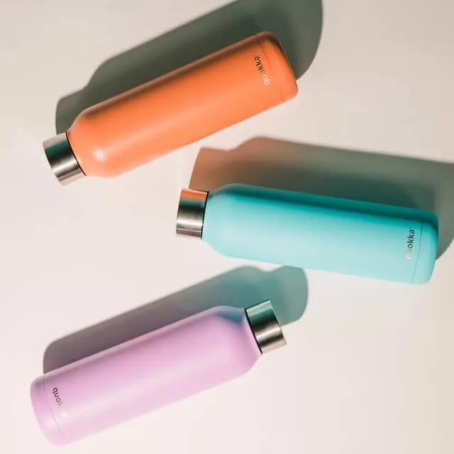 3 Reusable Water Bottles in orange, blue and pink