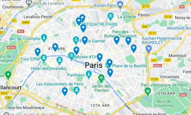 Map of the Prettiest Streets in Paris