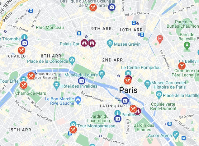Map of the Best Viewpoints in Paris