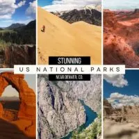 National Parks Near Denver Colorado cover photo collage with text overlay with article title