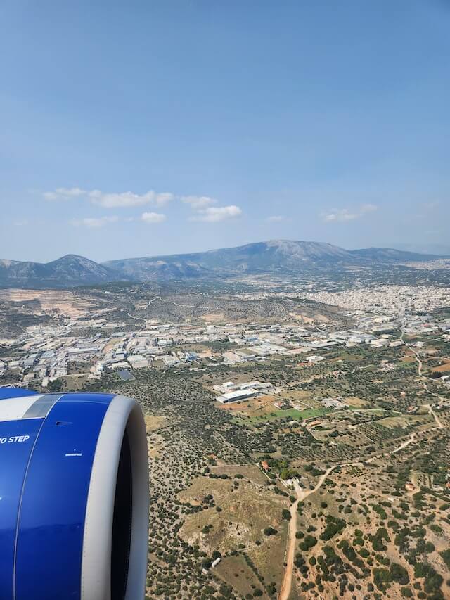 Athens from above from plane window